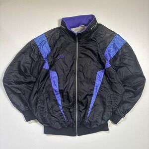 Asics black & purple track windbreaker jacket - S